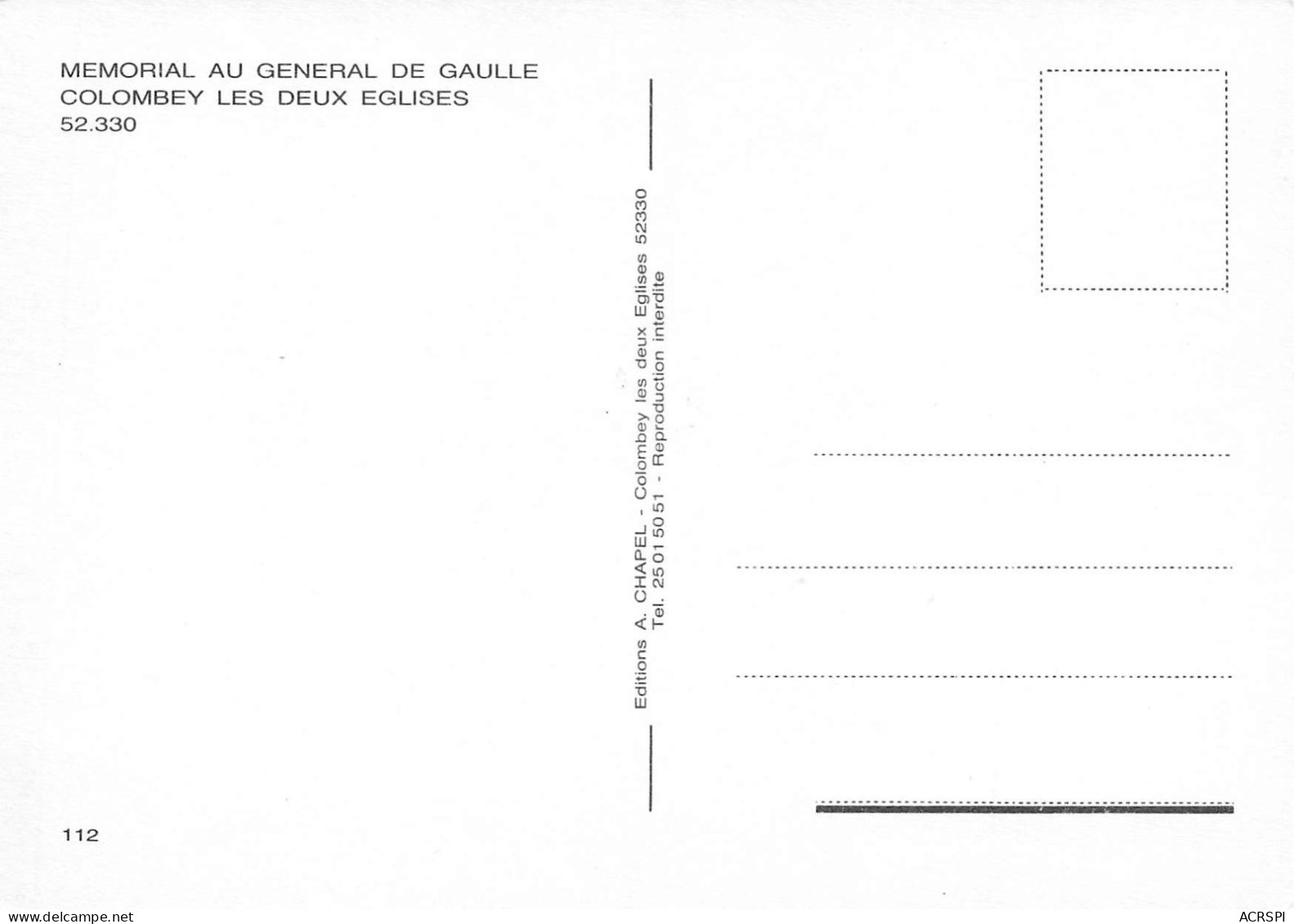 52 COLOMBEY LES DEUX EGLISES   La Croix De Lorainne Mémorial   4 (scan Recto Verso)KEVREN0754 - Colombey Les Deux Eglises