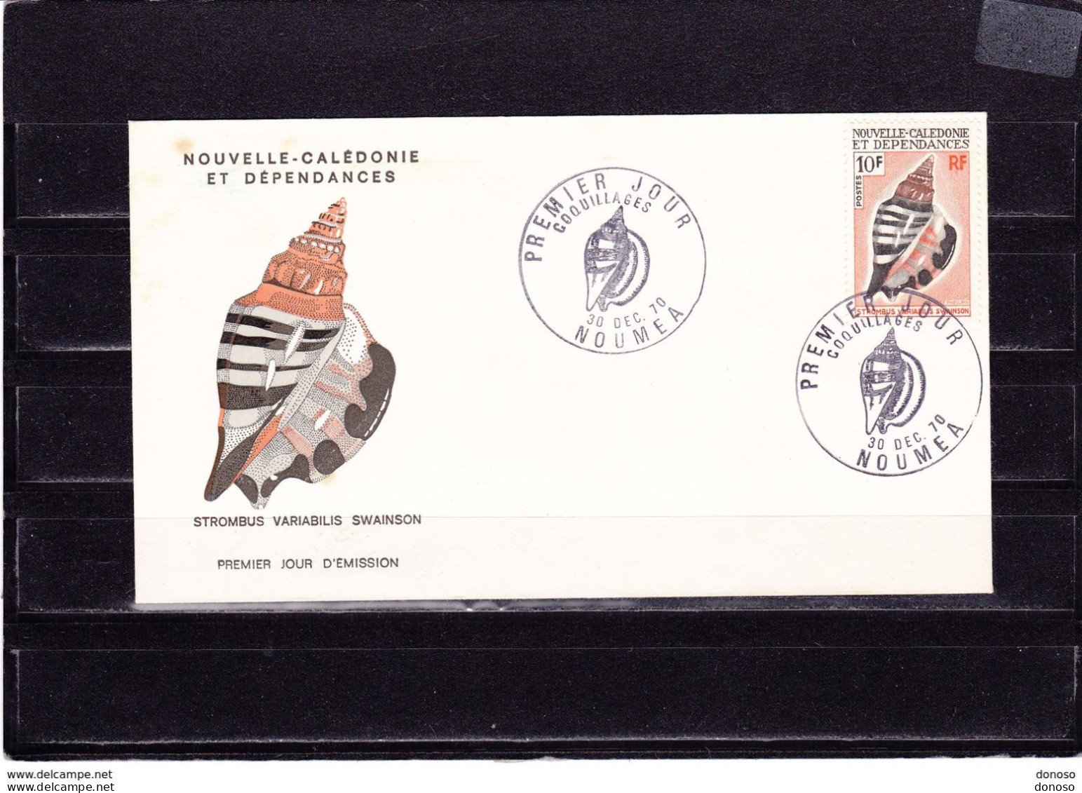 NOUVELLES CALEDONIE 1970 FDC STROMBUS VARIABILIS COQUILLAGE   Yvert 369 - FDC