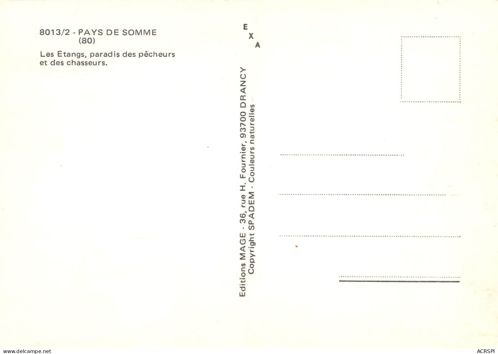 80 étang De La Somme Paradis Des Pêcheurs   83 (scan Recto Verso)KEVREN0755 - Poix-de-Picardie