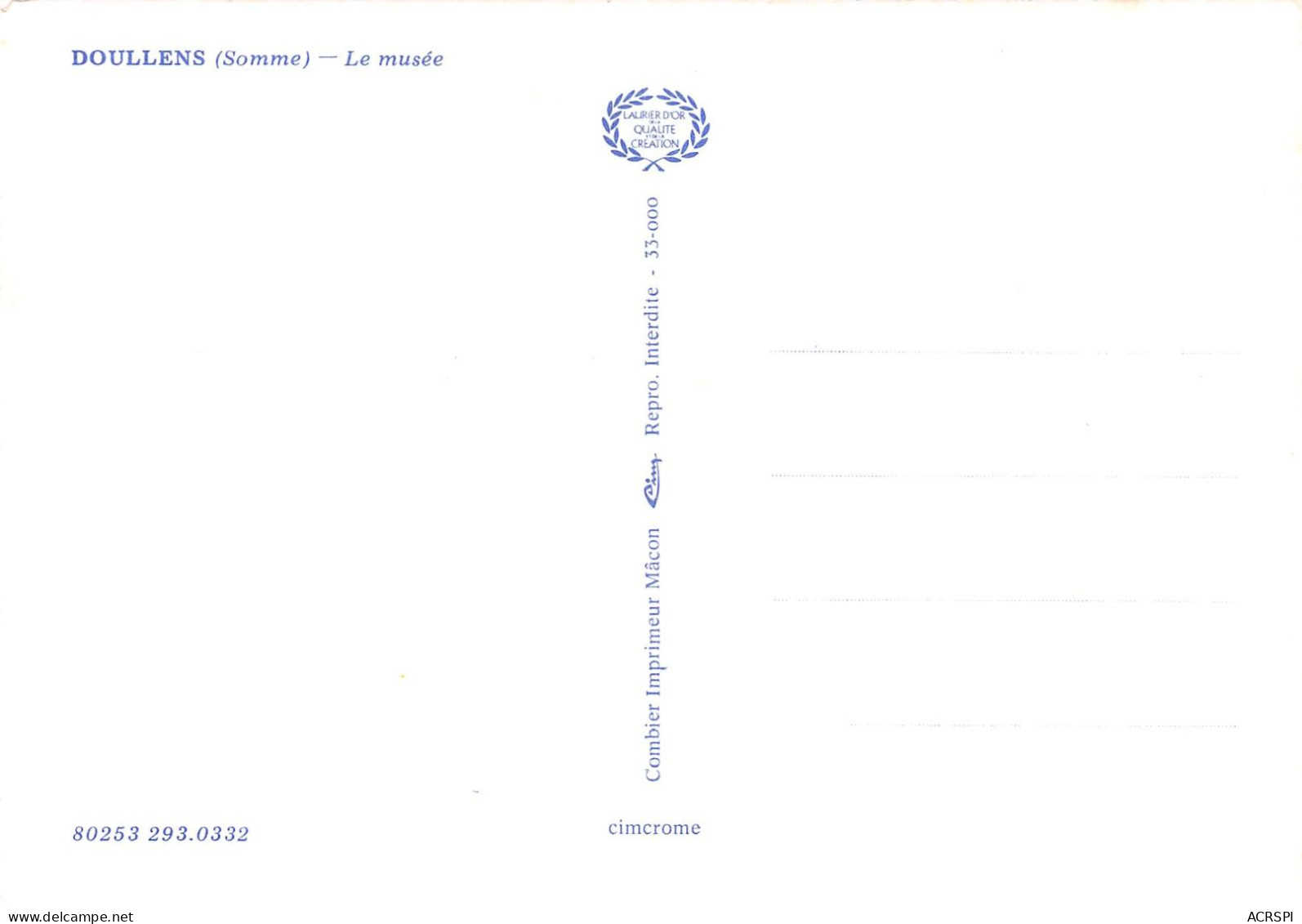 80 DOULLENS Le Musée   89 (scan Recto Verso)KEVREN0755 - Doullens