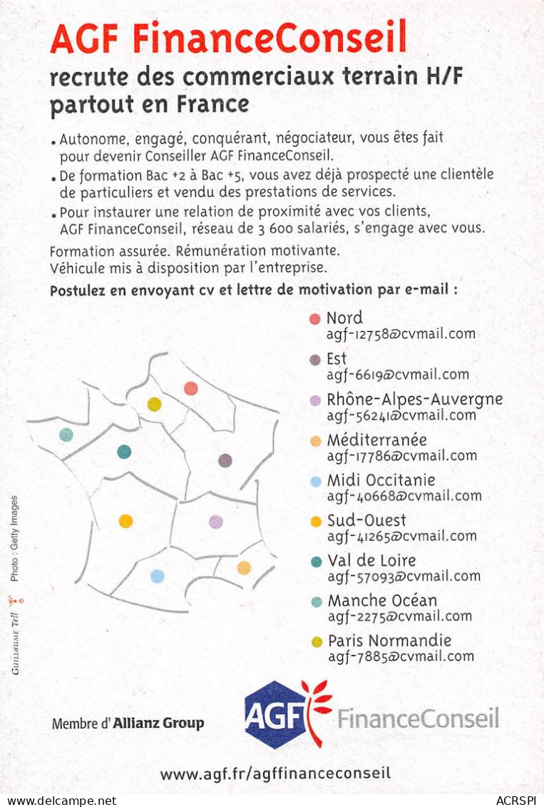 AGF Groupe Allianz Finance Conseil Pub Publicité Recrute Commerciaux Terrain  90 (scan Recto Verso)KEVREN0766 - Saint Nicolas De Port