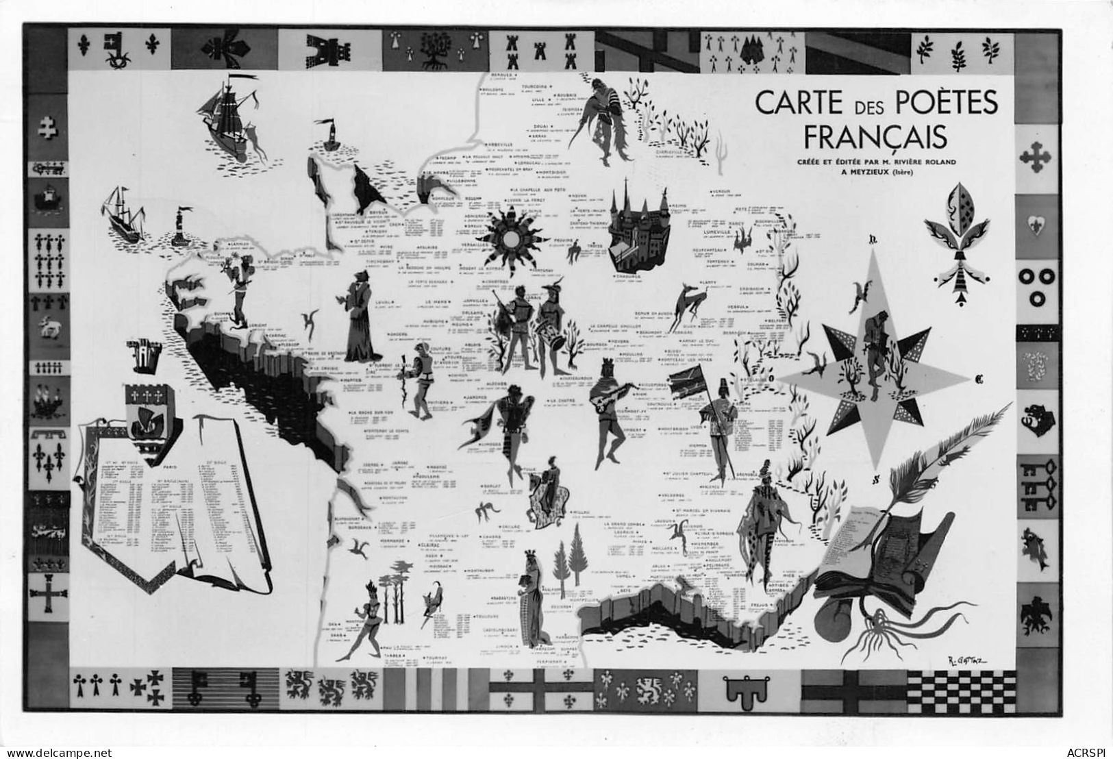 LYON 31 Rue Cuvier La Géographie Culturelle Carte Des Poetes Français Map 32 (scan Recto Verso)KEVREN0766 - Lyon 6