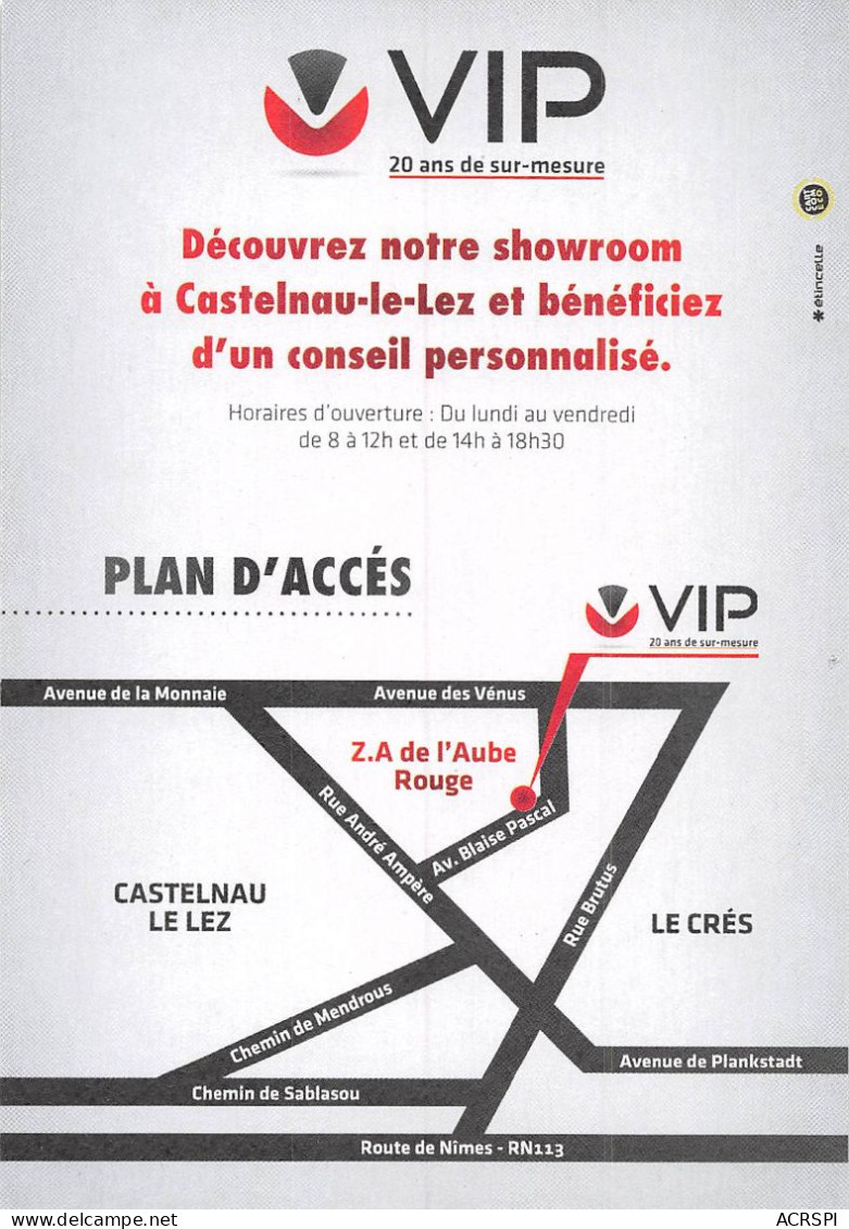 34 CASTELNAU LE LEZ VIP Sécurité 2013  ZA Des Garrigues Av Blaise PASCAL Tordjman Métal PUB Publicité  130/ KEVREN0771 - Castelnau Le Lez