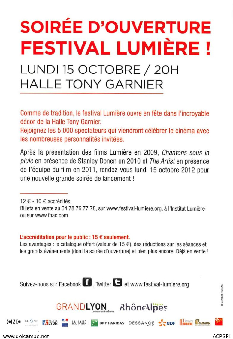 LYON HALLE TONY GARNIER Festival Octobre 2012 Place Dr Charles Et Christophe Mérieux  11 (recto Verso)KEVREN0771 - Lyon 7