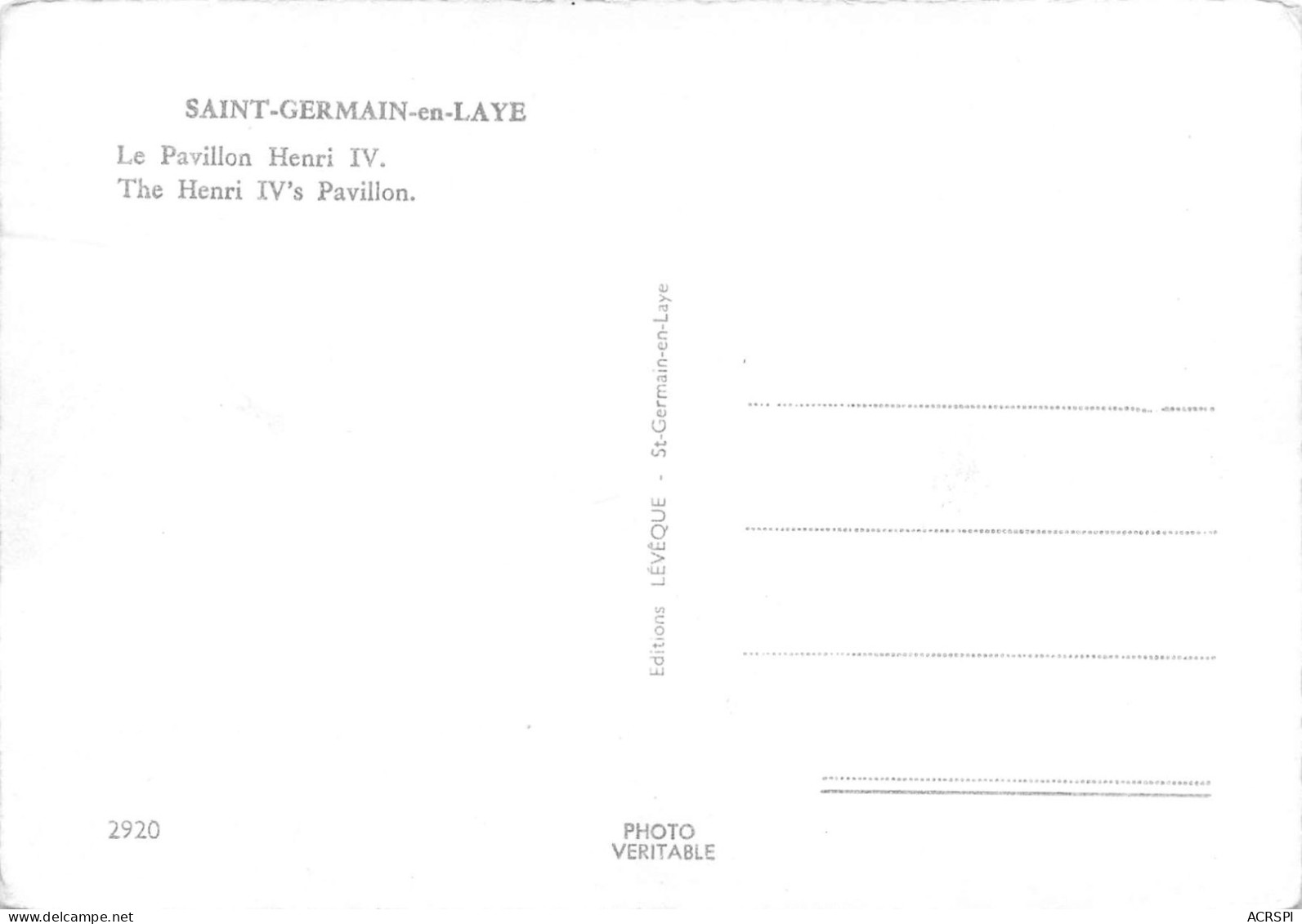 78 SAINT GERMAIN EN LAYE Le Chateau  Le Pavillon Henri IV  27 (scan Recto Verso)KEVREN0770 - St. Germain En Laye (Château)