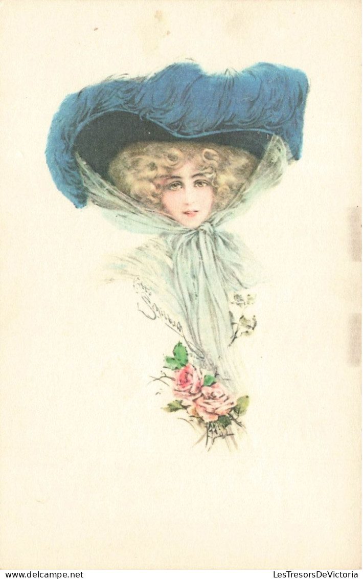 FANTAISIES - Femmes - Femme à Chapeau - Colorisé - Carte Postale Ancienne - Vrouwen