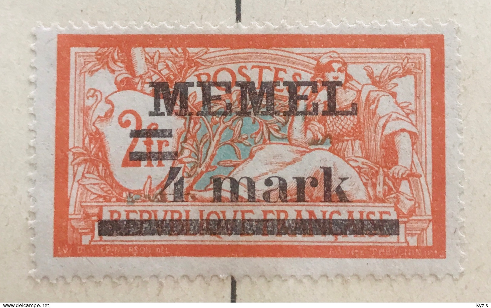 MEMEL - 4 Mark Type II Sur 2 F - VARIÉTÉ, BARRE PLUS COURTE - Ungebraucht