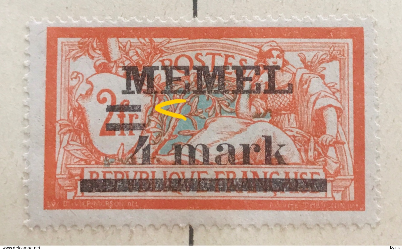 MEMEL - 4 Mark Type II Sur 2 F - VARIÉTÉ, BARRE PLUS COURTE - Unused Stamps