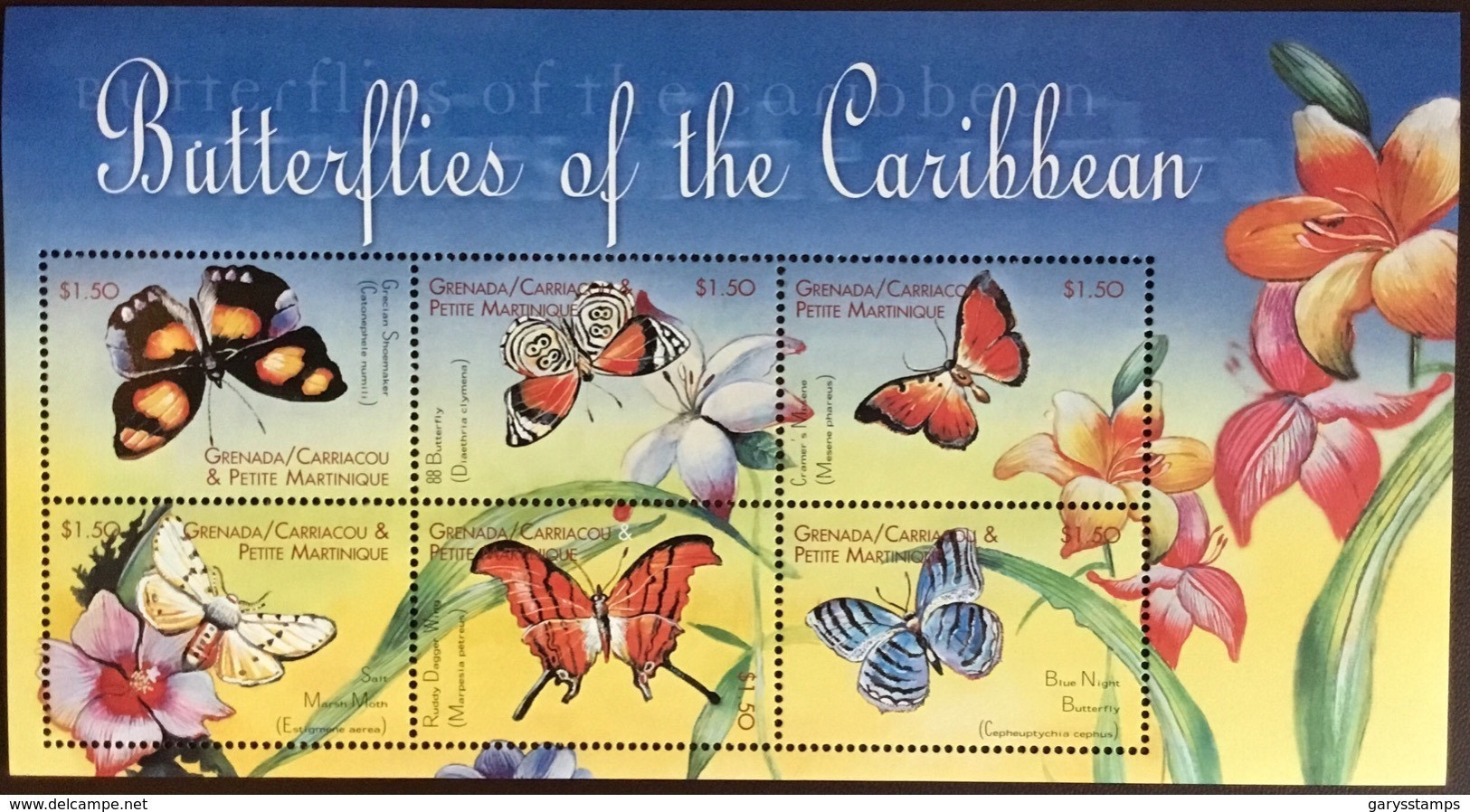 Grenada Grenadines 2000 Caribbean Butterflies Sheetlet MNH - Vlinders