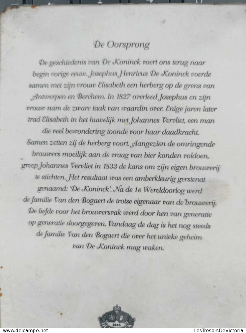 Publicité - De Koninck - Hoge Gisting - Bière - Plaque Métallique 10/15cm - De Oorsprong - Blechschilder (ab 1960)