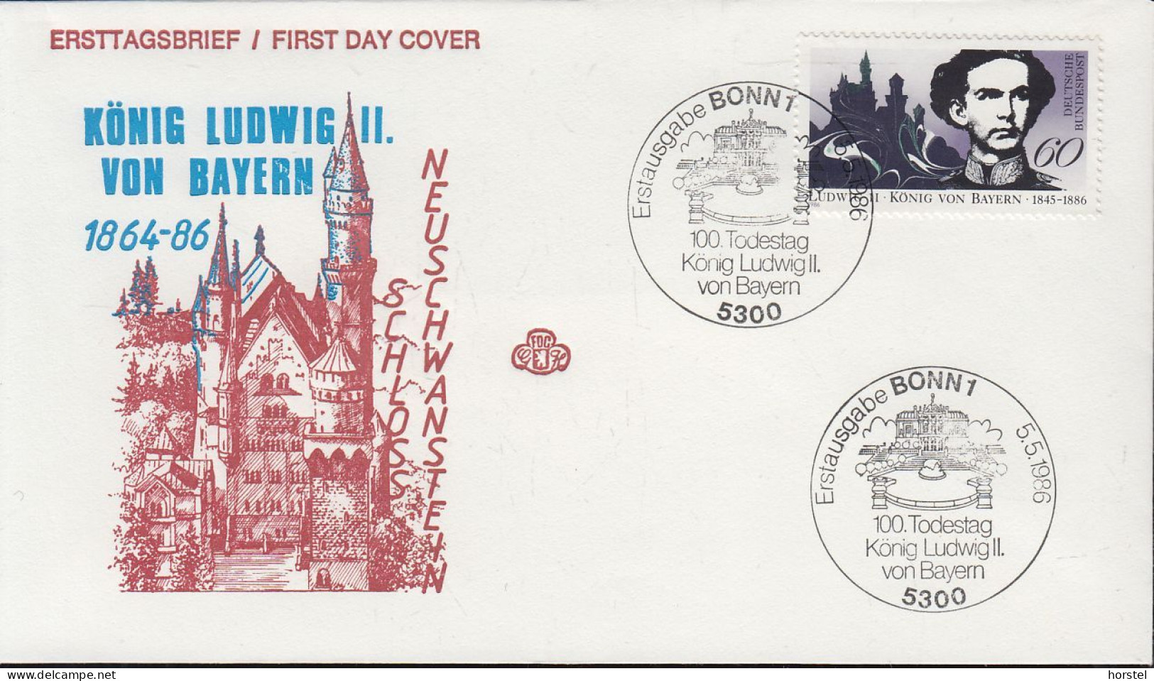 Berlin Mi Nr. 1281  FDC 100. Todestag Von König Ludwig II: Von Bayern - 1981-1990