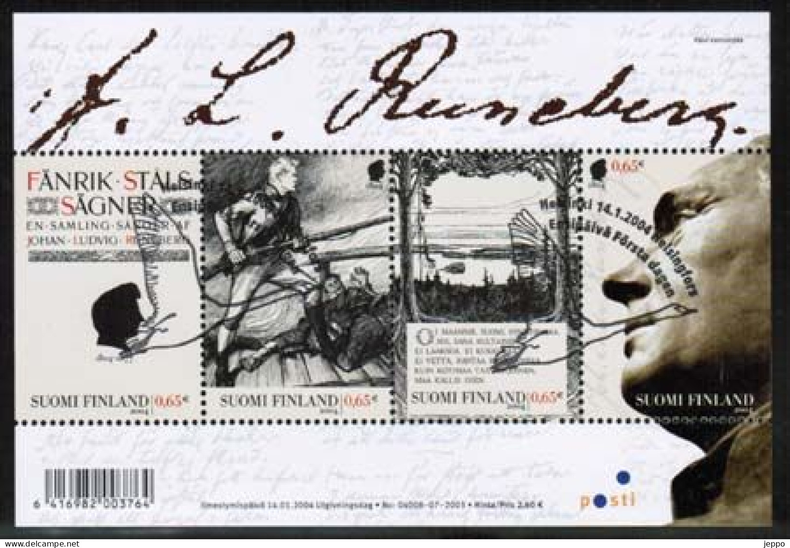 2004 Finland J L Runeberg Writer M Bl 32 FD-stamped - Blocks & Kleinbögen