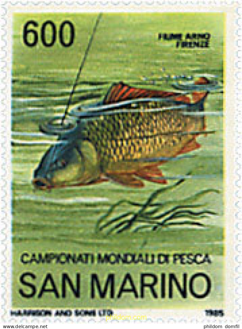 728980 HINGED SAN MARINO 1985 CAMPEONATOS DEL MUNDO DE PESCA - Usados