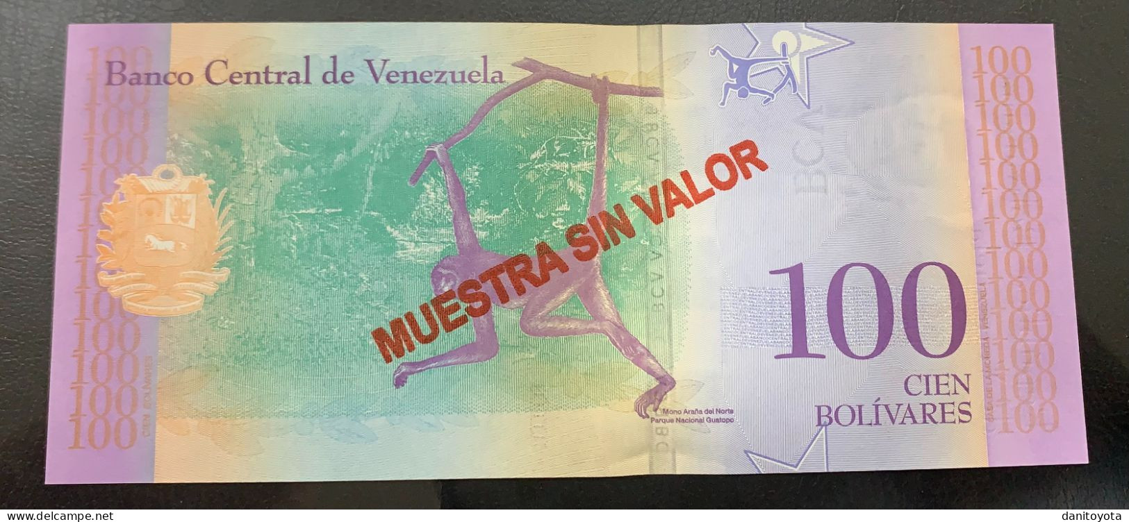 VENEZUELA. 100 BOLIVARES 15 ENERO 2018. SOBRECARGA "MUESTRA SIN VALOR". - Venezuela