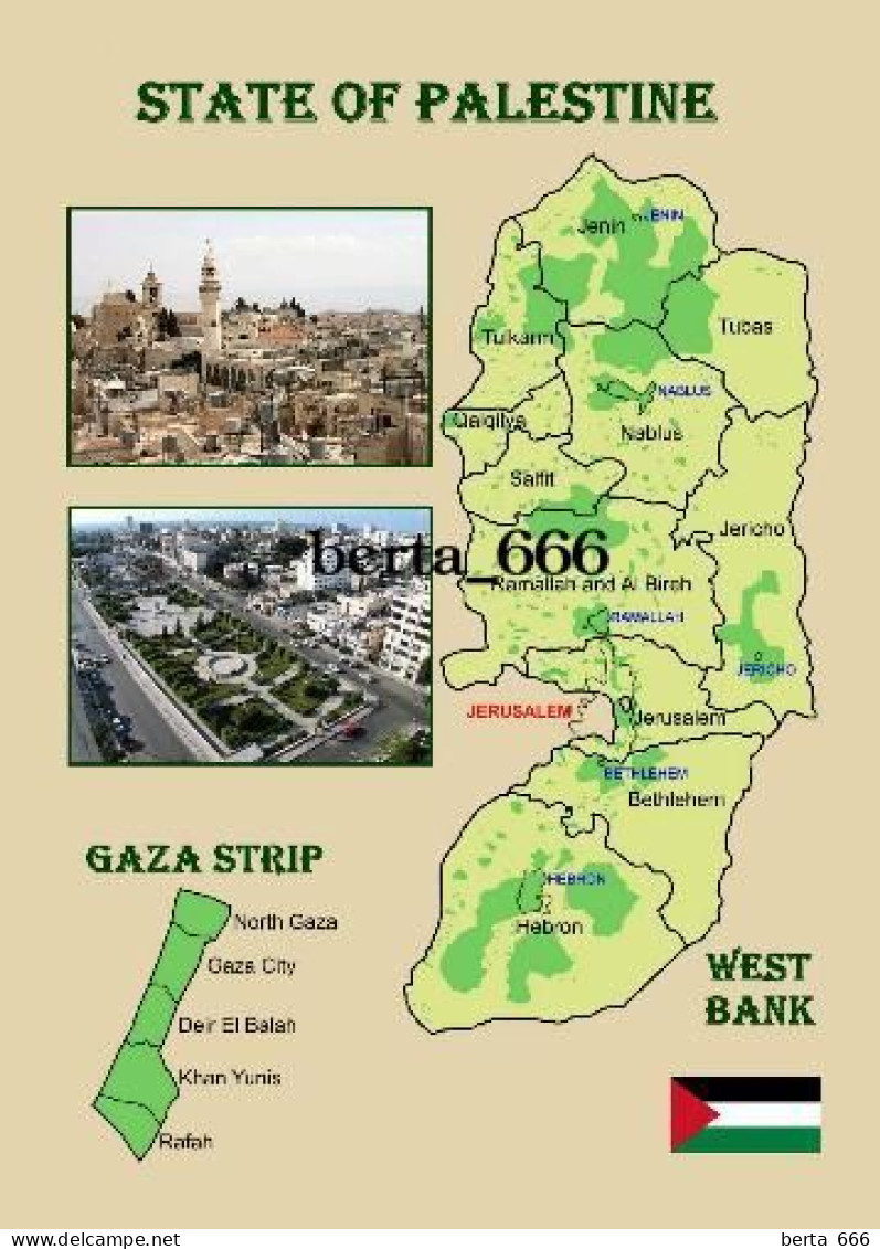 Palestine State Map New Postcard * Carte Geographique * Landkarte - Palästina