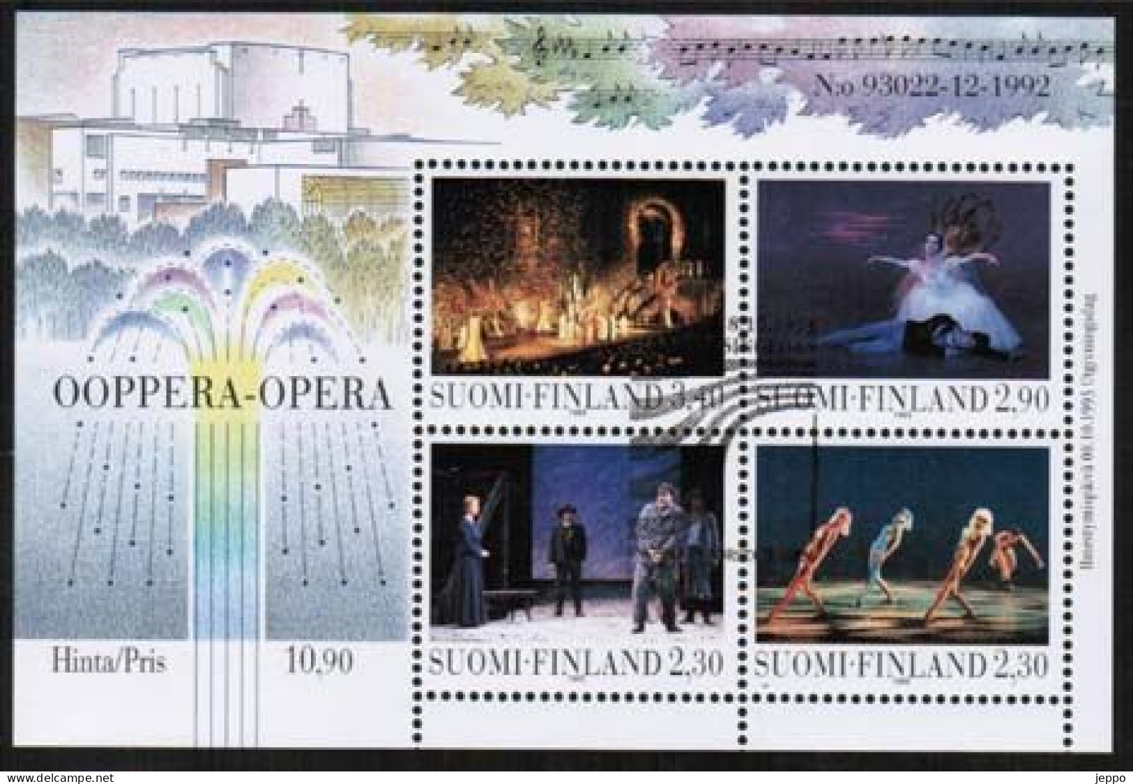 1993 Finland, New Opera House In Helsinki Miature Sheet, FD Stamped. - Blocks & Sheetlets