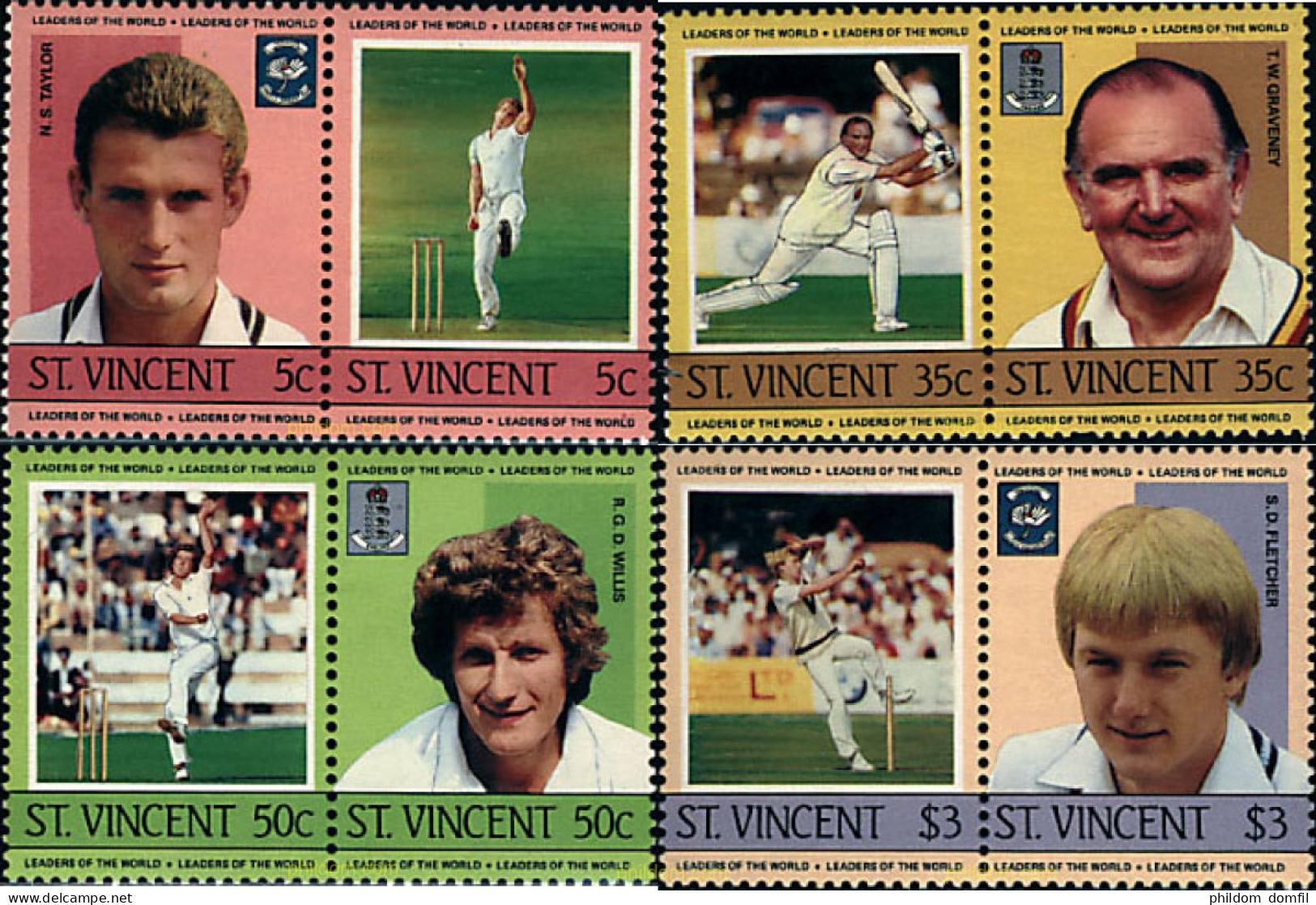 728983 HINGED SAN VICENTE 1985 CRICKET - St.Vincent (1979-...)