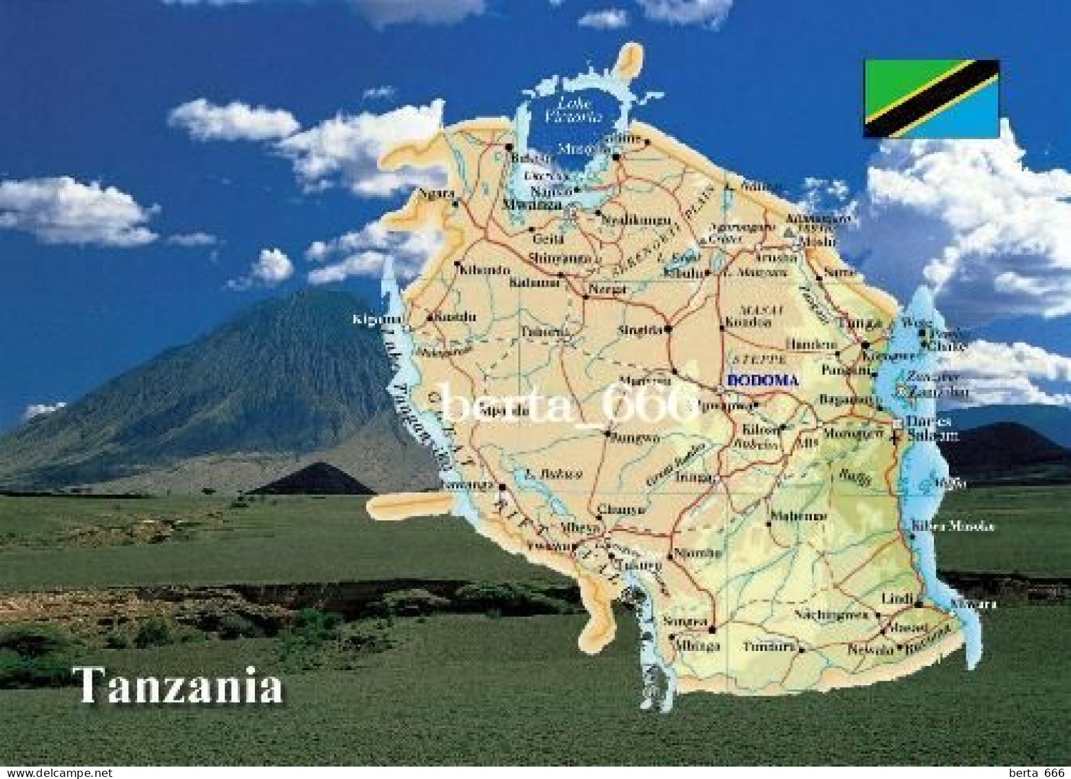 Tanzania Country Map New Postcard * Carte Geographique * Landkarte - Tanzanie
