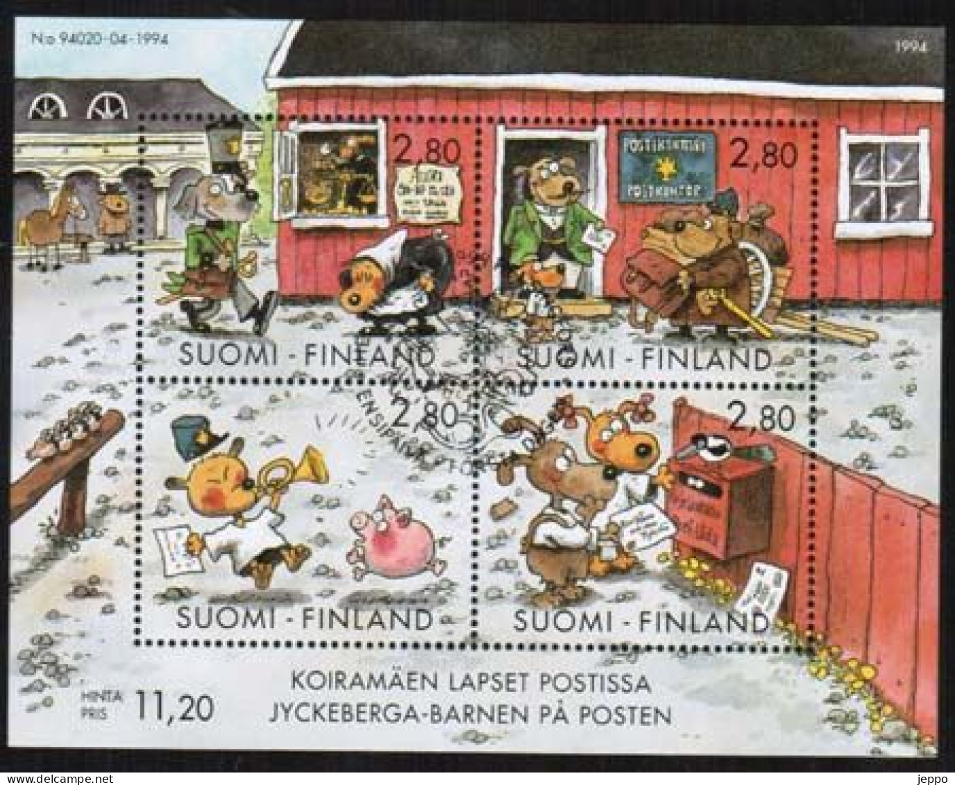 1994 Finland Michel Bl 14, Youth Letter Writing, FD-stamped. - Hojas Bloque