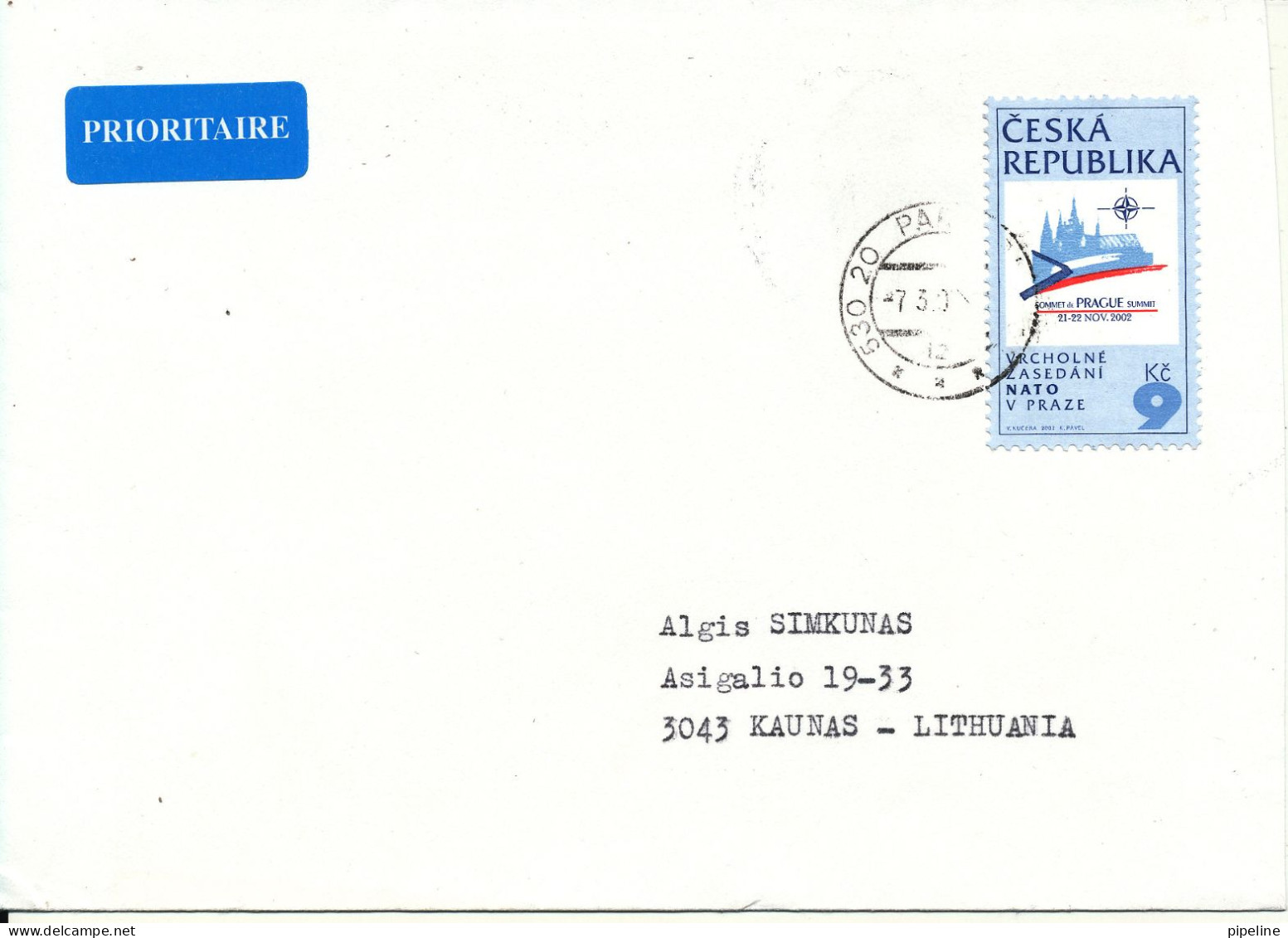 Czech Republic Cover Sent To Lithuania 7-3-2003 Single Franked - Briefe U. Dokumente