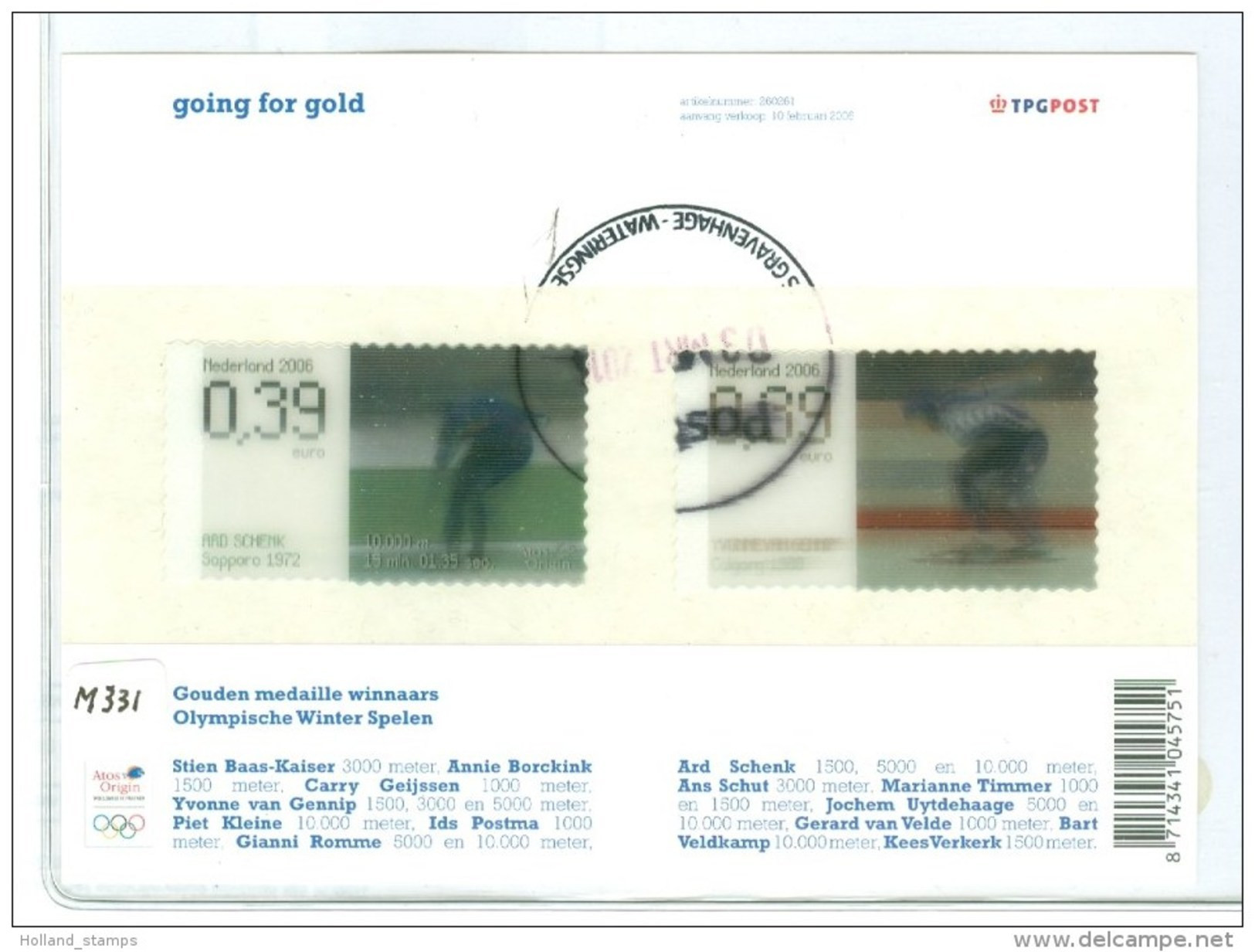 NEDERLAND * Blok 2415-2416 NETHERLANDS * OLYMPISCHE WINTER SPELEN * SCHAATSEN * Olympic Games - Used Stamps