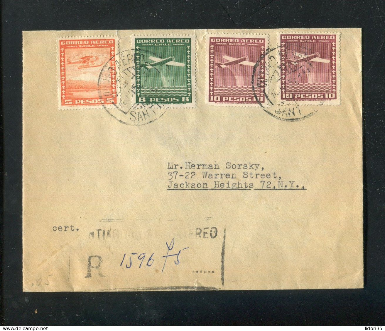 "CHILE" 1956, Reco-Brief In Die USA (L1075) - Chili