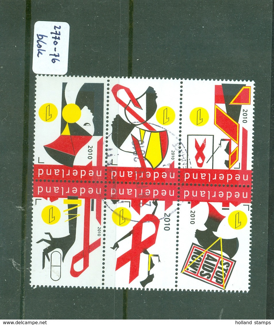 NEDERLAND 2010 NVPH 2770-2775 * STOP AIDS NOW  * BLOC * BLOCK * POSTFRIS GESTEMPELD - Used Stamps