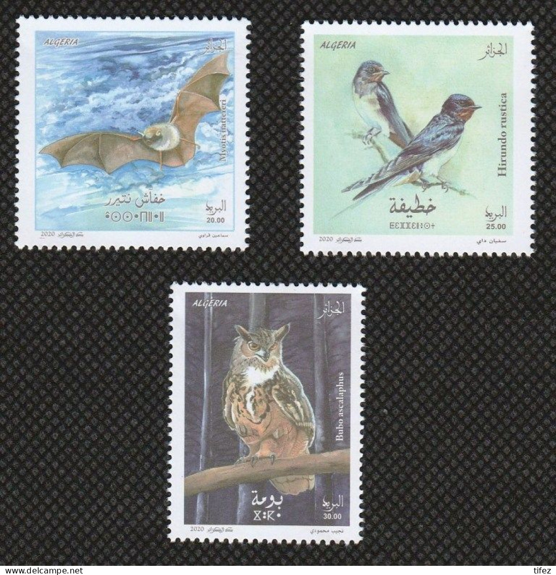 Année 2020-N°1861/1863 Neufs**MNH : Hibou - Hirondelle - Chauve-souris - Algeria (1962-...)