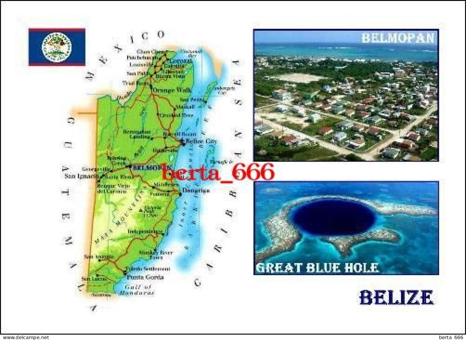 Belize Country Map New Postcard * Carte Geographique * Landkarte - Belice