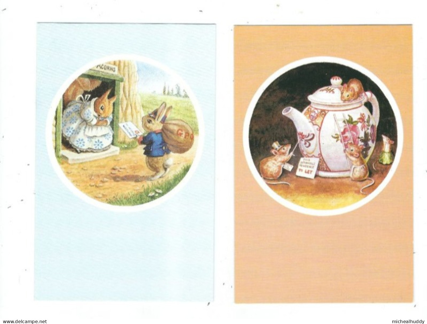 2 POSTCARDS    BY RACEY HELPS   TEAPOT TO LET  / LETTER  FOR MRS SQUIRREL - Fairy Tales, Popular Stories & Legends