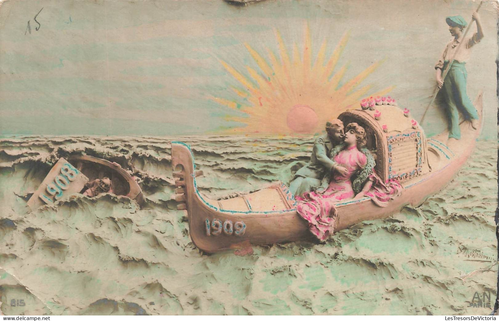 FANTAISIES -  Un Couple Au Milieu De La Mer Sous Le Soleil - Colorisé - Carte Postale Ancienne - Männer