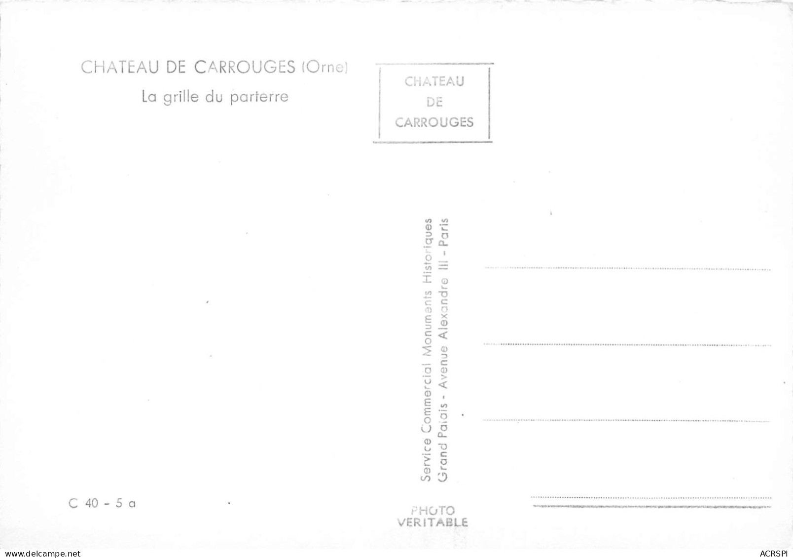 61 CARROUGES  Le Chateau La Grille Du Parterre   N° 208 \KEVREN0775 - Carrouges