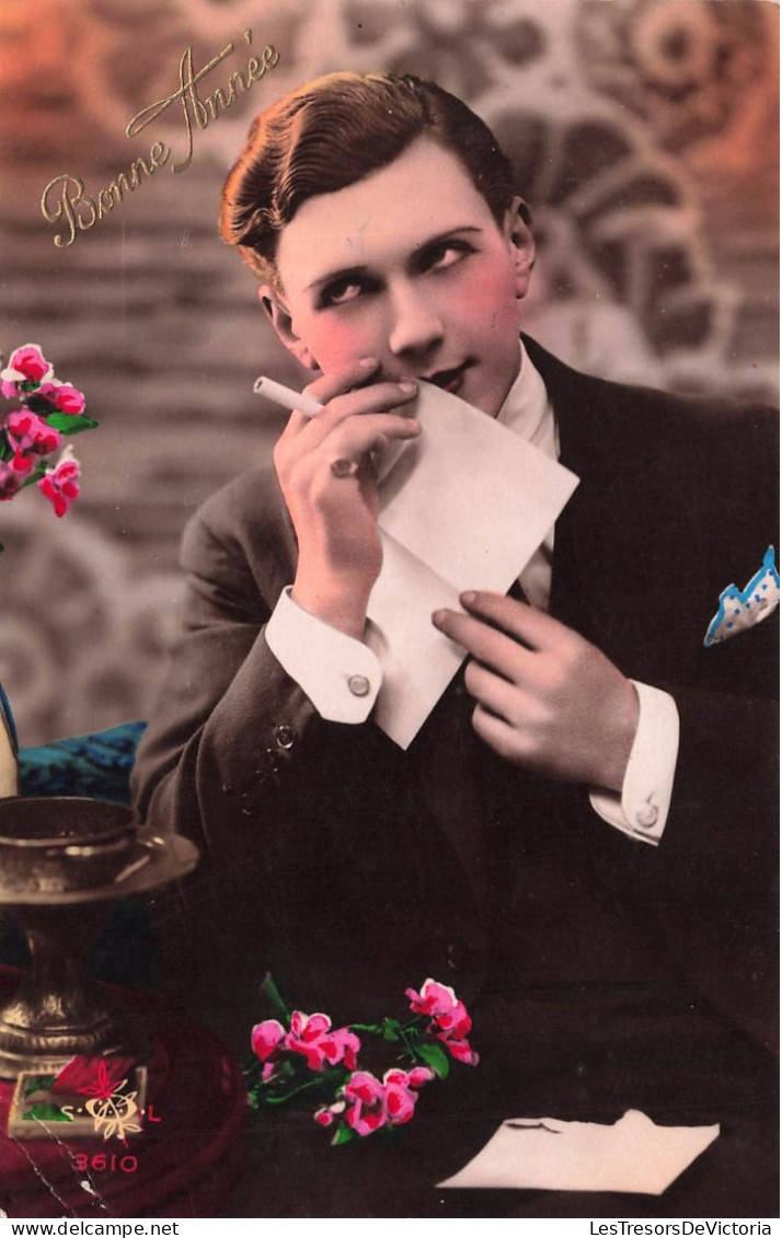 FETES ET VOEUX - Nouvel An - Un Homme écrivant Une Lettre - Colorisé - Carte Postale Ancienne - Neujahr