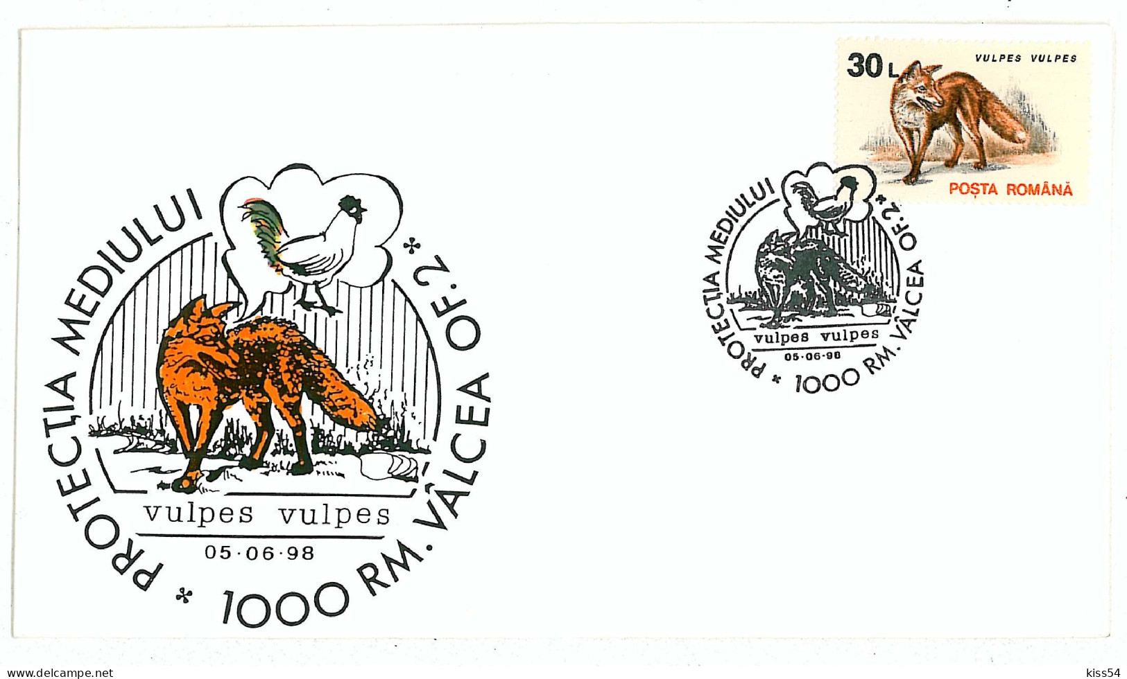 CV 29 - 1 FOX And ROOSTER, Romania - Cover - Used - 1998 - Storia Postale