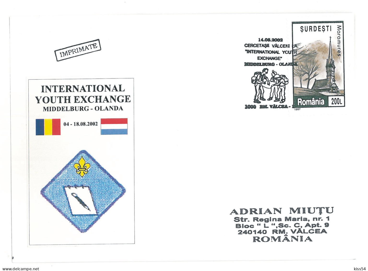 SC 53 - 1328 Scout ROMANIA - Cover - Used - 2002 - Covers & Documents