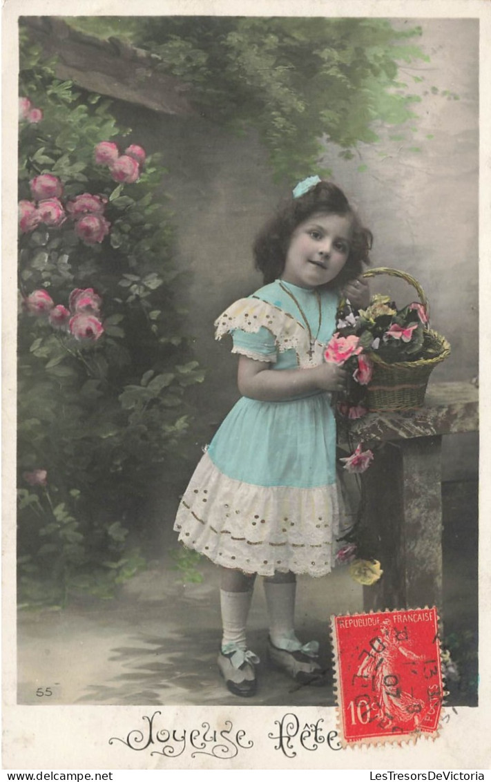 FETES ET VOEUX - Une Petite Fille Avec Un Panier De Fleurs - Colorisé - Carte Postale Ancienne - Sonstige & Ohne Zuordnung