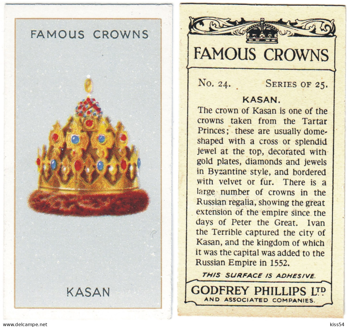 CR 7 - 24b Famous Crown, KASAN, Crown Of The KASAN - Godfrey Phillips -1938 - Phillips / BDV