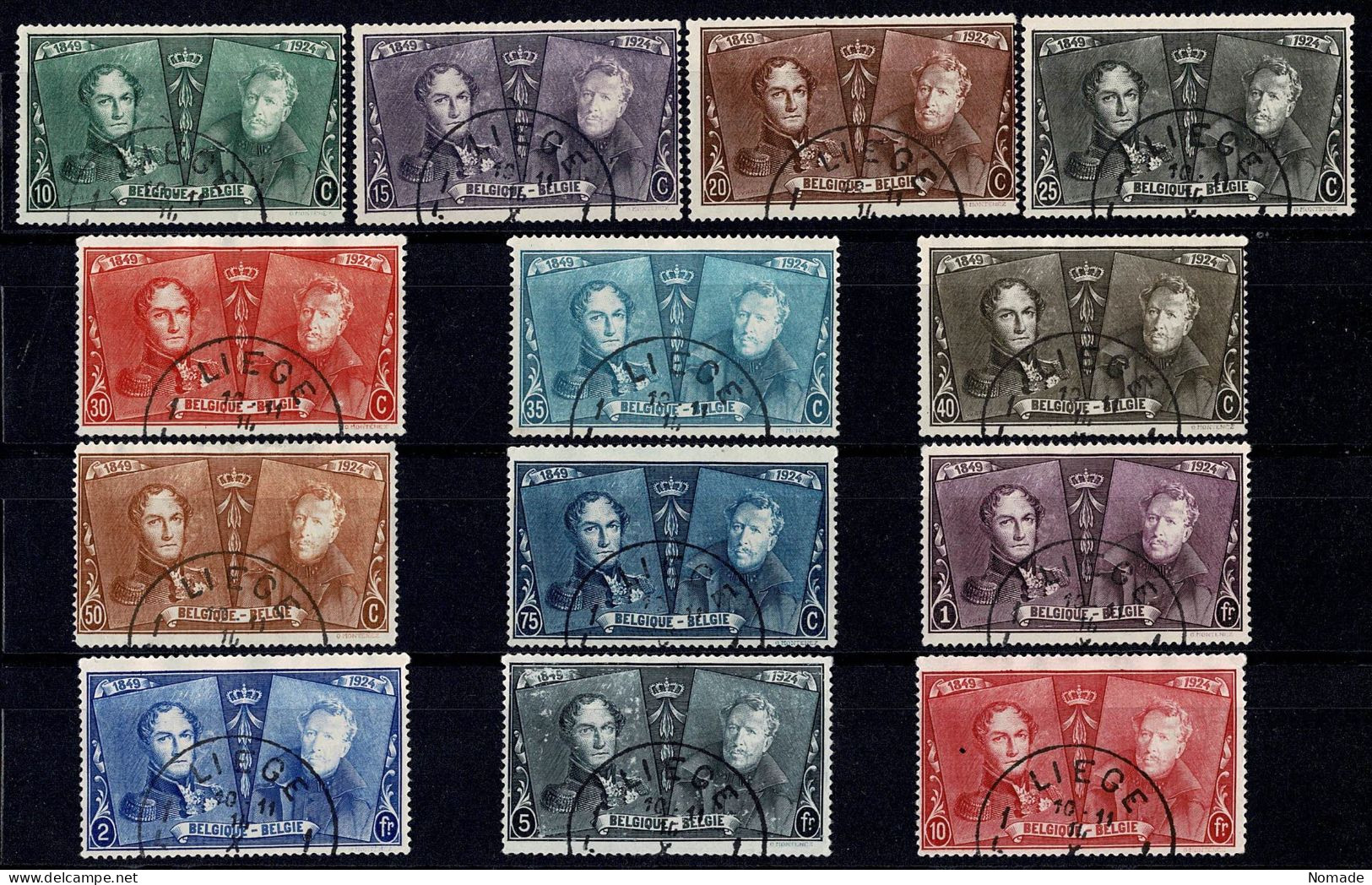 Belgique 1925 Série 75ème Anniversaire Belle Oblitération Liège COB 221/233 Cote 70 € - Used Stamps