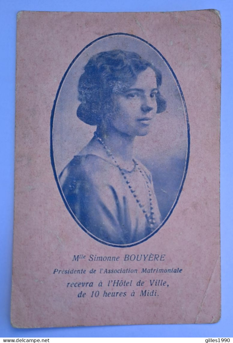 Cpa Invitation , Mlle Simonne Bouyère , Présidente Assoc. Matrimoniale D Ecaussinnes  Lalaing  ,19 Ième Gouter - Ecaussinnes