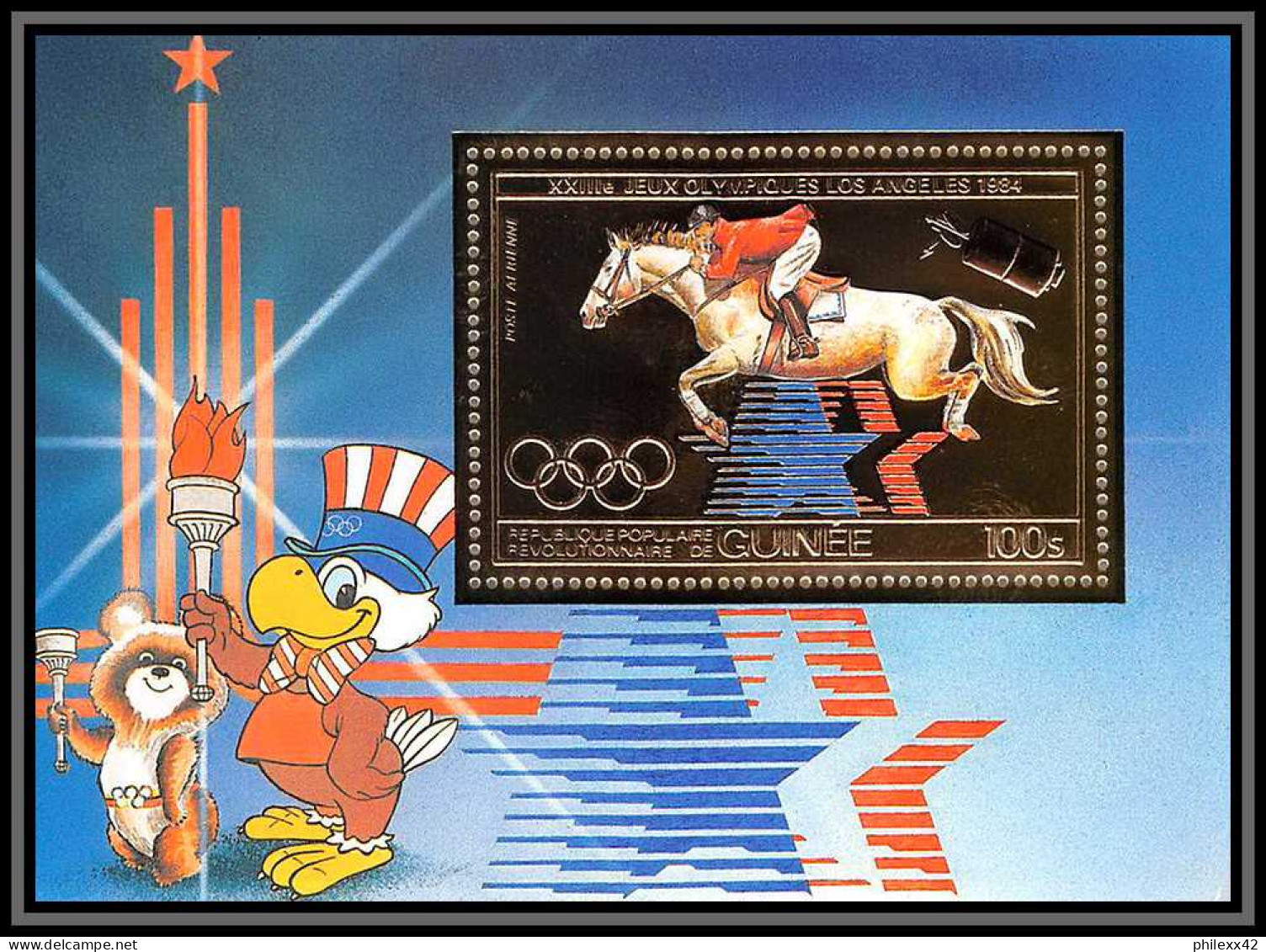 85849/ N°59 A Jumping LOS ANGELES 1984 Jeux Olympiques Olympic Games Guinée Guinea OR Gold Stamps ** MNH Cheval Horse - Ete 1984: Los Angeles
