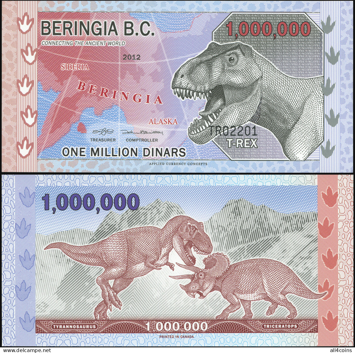 Beringia 1000000 Dinars. 2012 Polymer Unc. Banknote Cat# P.NL - Other & Unclassified