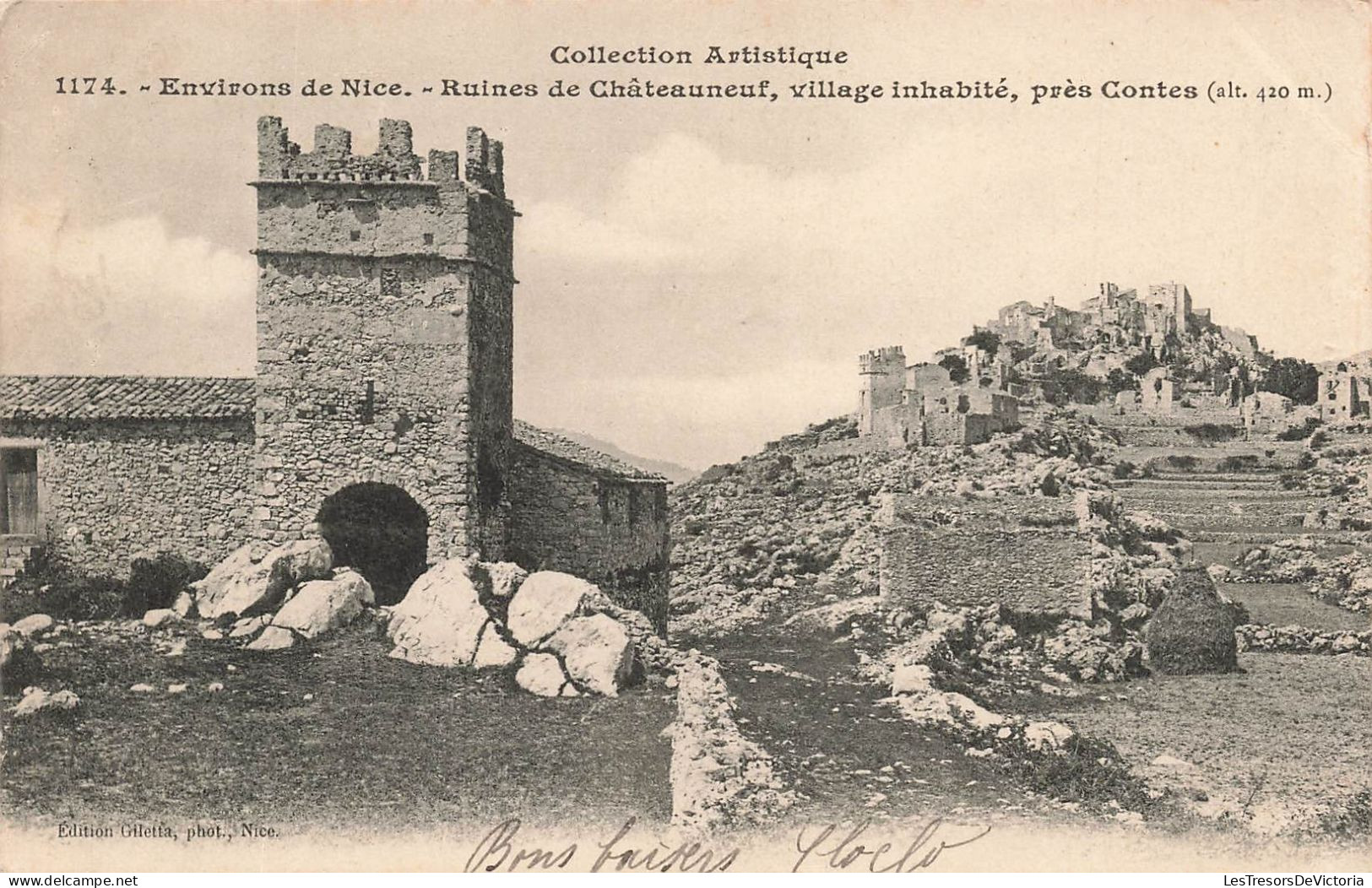 FRANCE - Collection Artistique - Environs De Nice - Ruines De Châteauneuf - Village Inhabité - Carte Postale Ancienne - Monumenti, Edifici