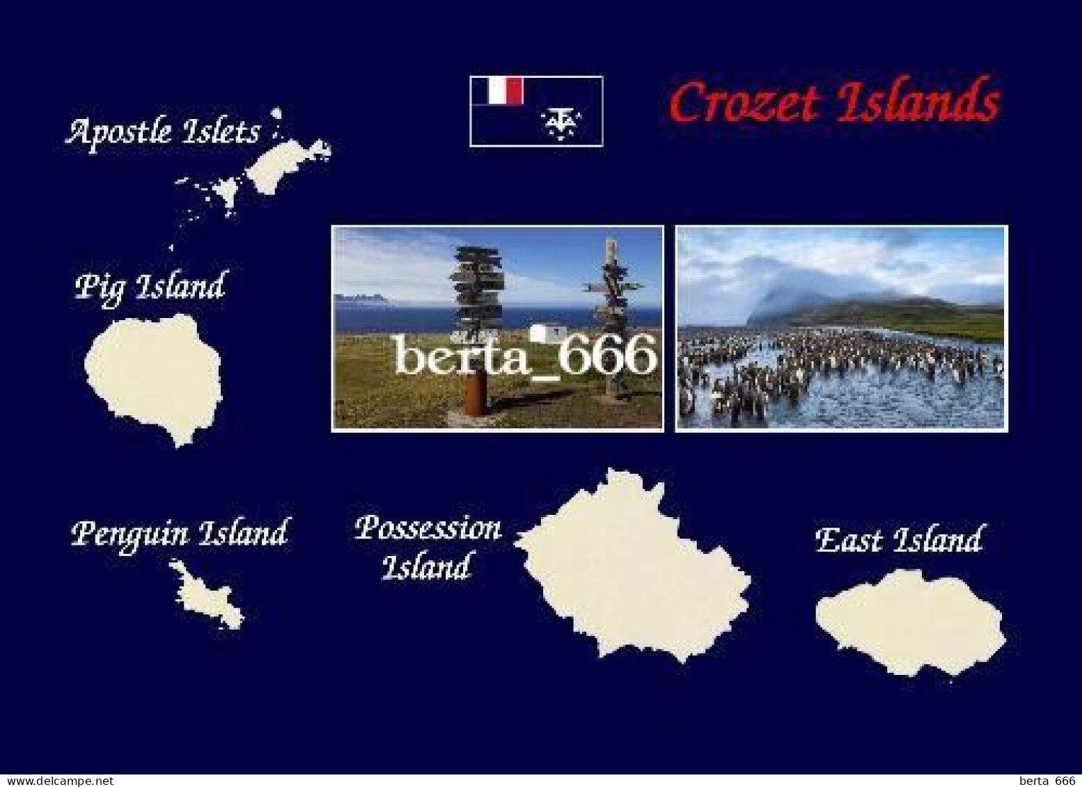 TAAF Crozet Islands Map UNESCO New Postcard * Carte Geographique * Landkarte - TAAF : Territori Francesi Meridionali