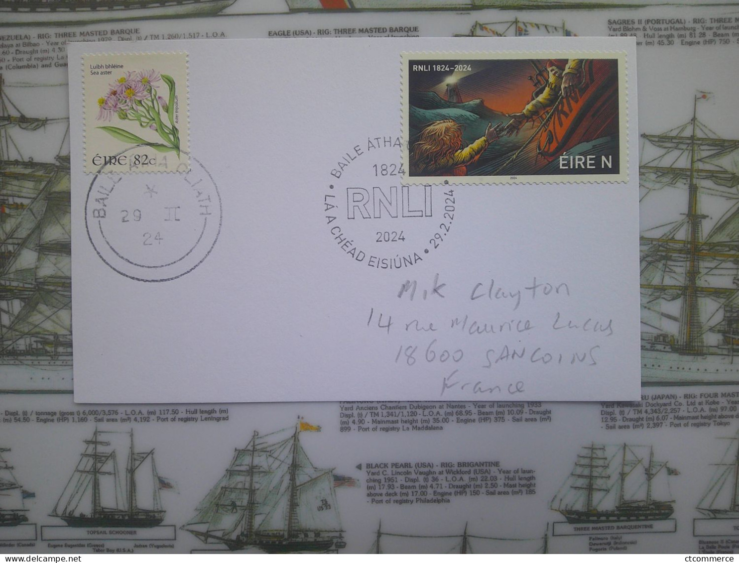 FDC, Eire N, Timbre RNLI 1824-2024 Timbre Eire National + Sea Aster - FDC