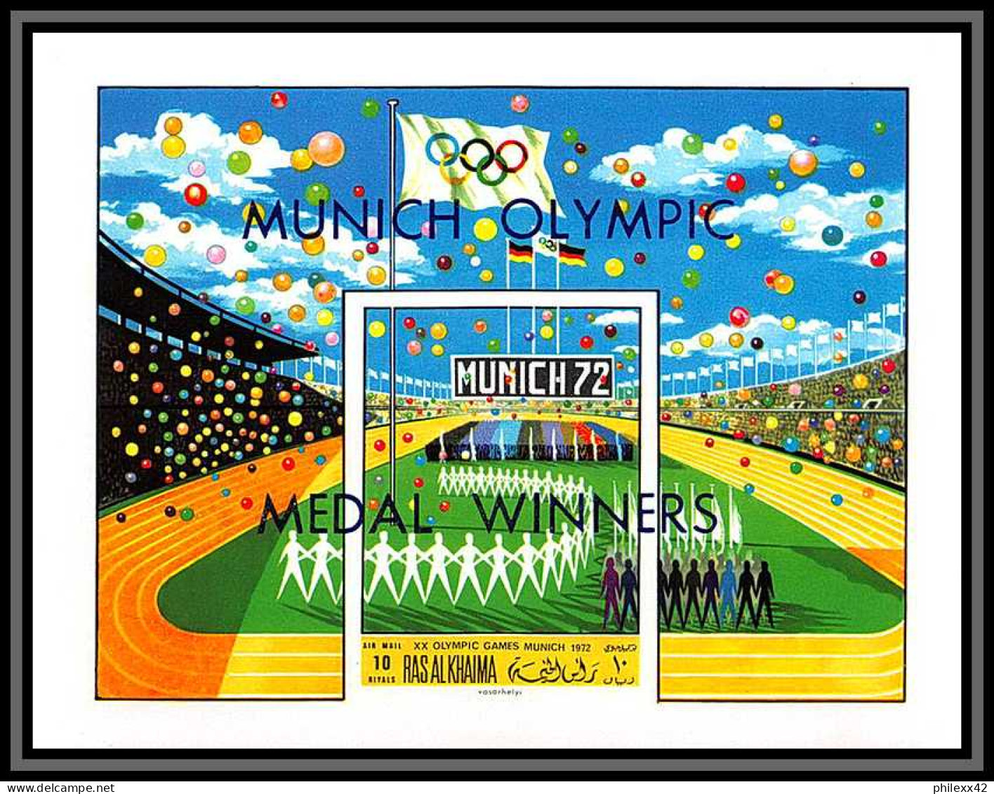 Ras Al Khaima - 539/ N° 100 B Jeux Olympiques (olympic Games) Munich 72 Overprint Neuf ** MNH Non Dentelé Imperf - Summer 1972: Munich