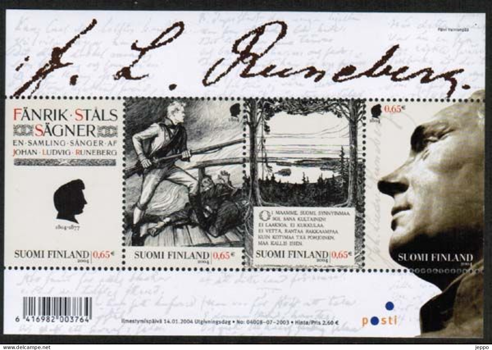 2004 Finland J L Runeberg Writer M Bl 32 Mnh - Blocs-feuillets