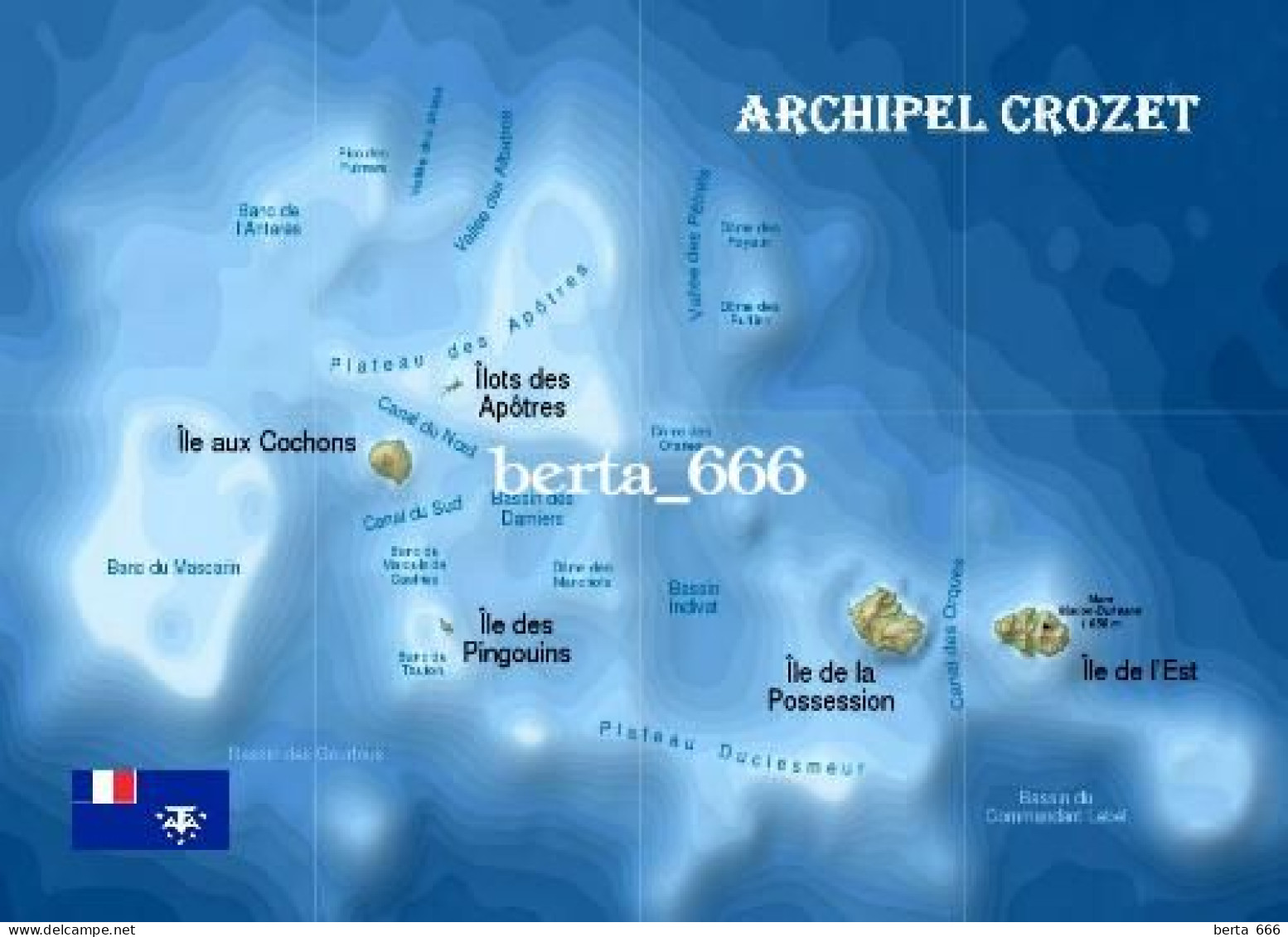 TAAF Crozet Islands Map UNESCO New Postcard * Carte Geographique * Landkarte - TAAF : Terres Australes Antarctiques Françaises
