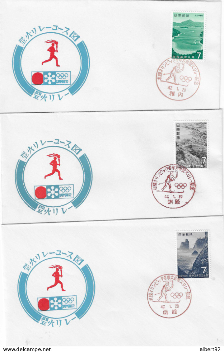 1972 Jeux Olympiques D'Hiver De Sapporo: Relais De La Flamme Olympique Sur L'ile D'Hokkaido - Hiver 1972: Sapporo