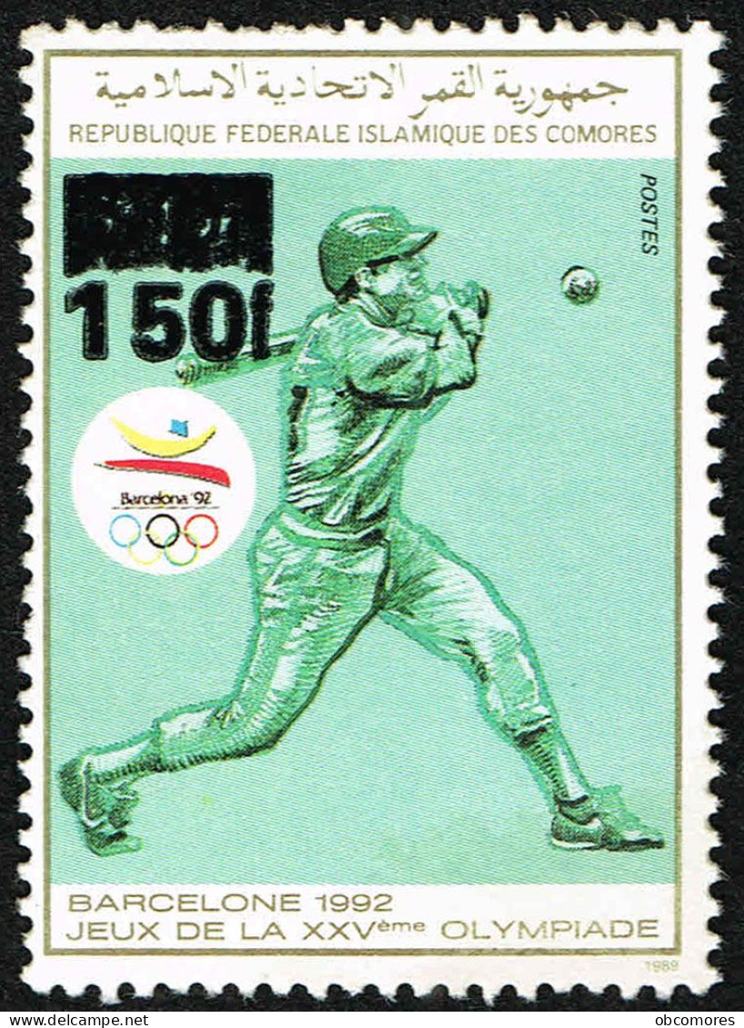 Comores Comoros - Local Overprint Surcharge Locale 1992/1997 Barcelona Olympics Baseball - Mi 1069 Sc 800J MNH Defects - Zomer 1992: Barcelona