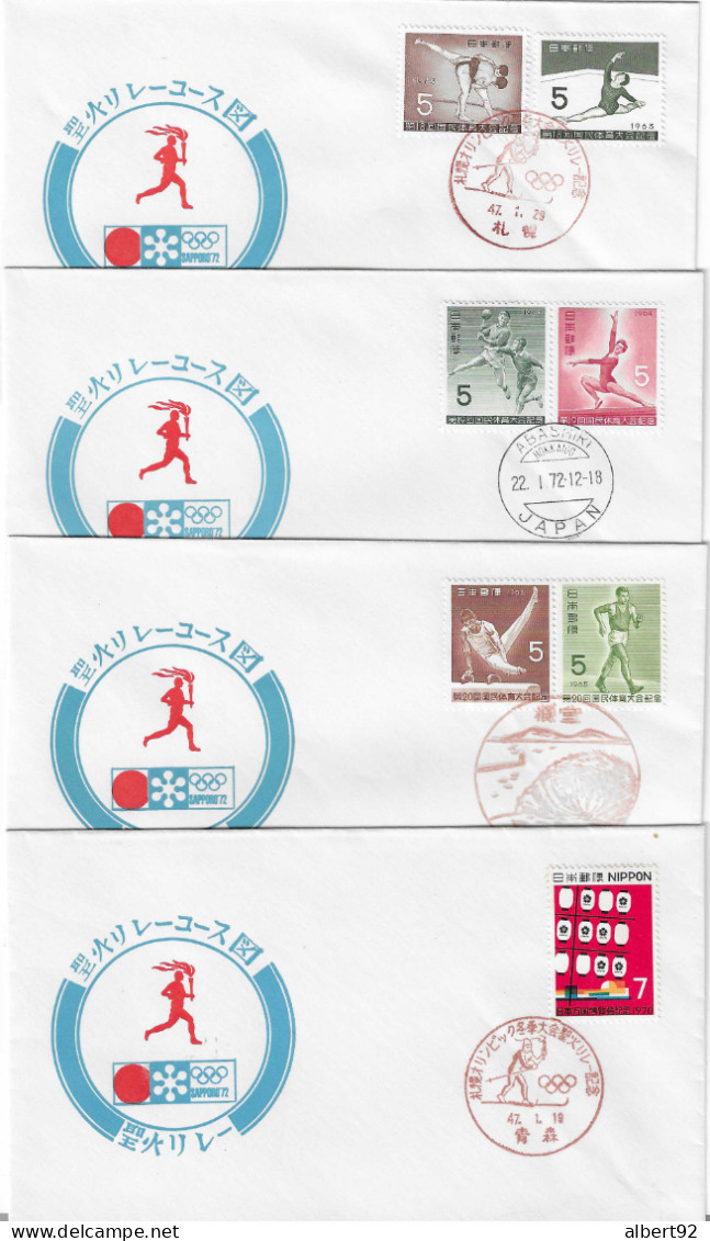 1972 Jeux Olympiques D'Hiver De Sapporo: Relais De La Flamme Olympique Sur L'ile D'Hokkaido - Winter 1972: Sapporo